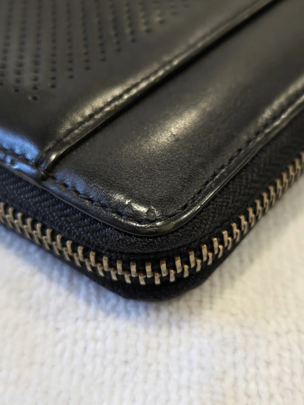 Coach Black Perforated Leather Zip Around Wallet - Picture 5 of 16